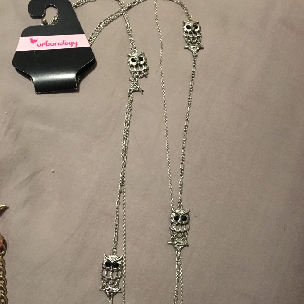 Long layered owl necklace